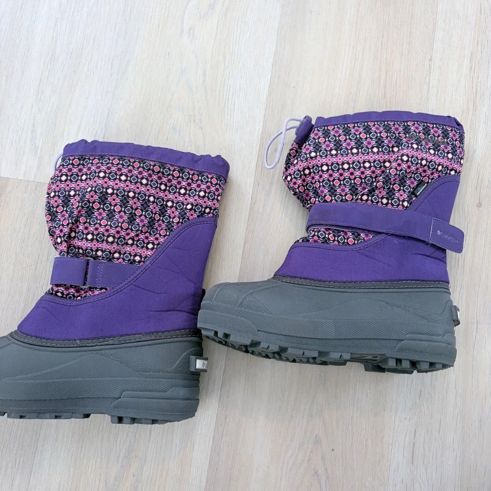 Columbia Youth Powderbug Plus II Snow Boots Purple Pink BY1298-559 Size 4